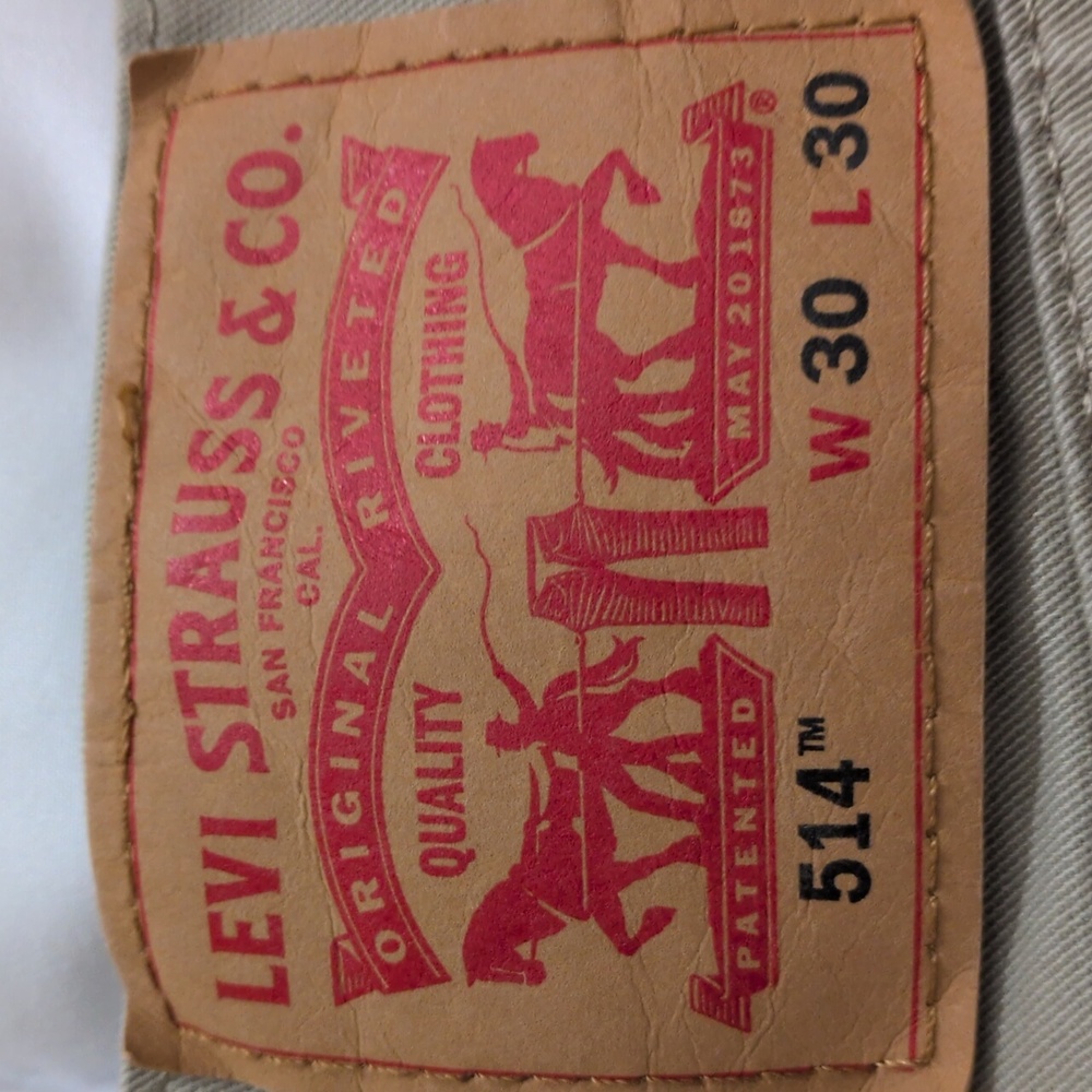 Levi's EUC 514 Khaki Colored Men's Classic Jeans Size 30x30 - Picture 2 of 6